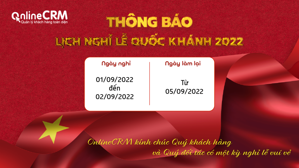 Thông báo lịch nghỉ lễ Quốc Khánh năm 2-9-2022