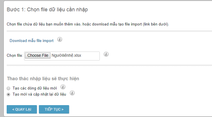 Import dữ liệu vào lại CRM