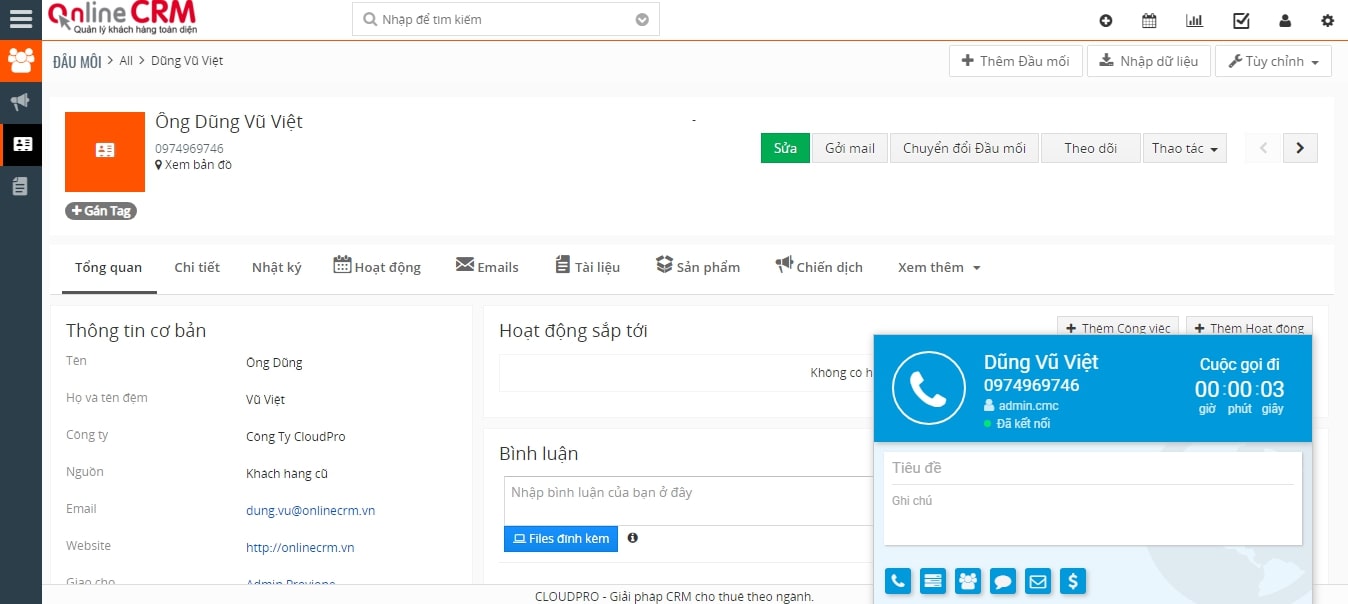 Tổng đài trên CRM